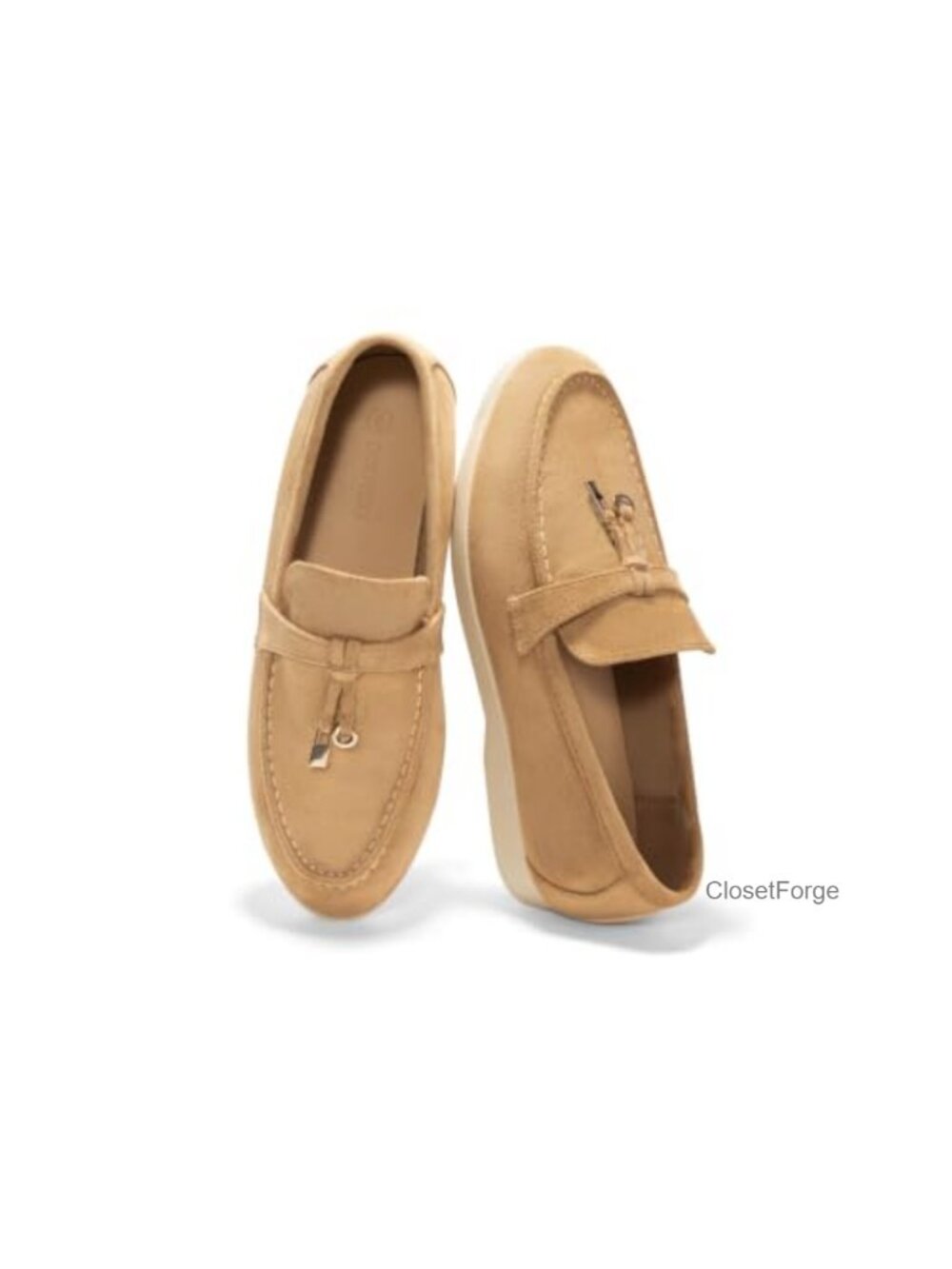 Coutgo Women's Faux Suede Slip On Mocc with Tassel Detail
